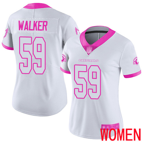 Arizona Cardinals Limited White Pink Women Joe Walker Jersey NFL Football #59 Rush Fashion